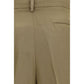 Beige Viscose Cropped Pants