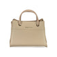 Beige Polyurethane Women's Bag with Handles and Compartments