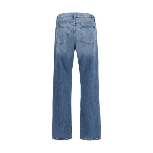Blue Cotton Straight-Leg Jeans