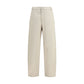 Beige Cotton Casual Pants