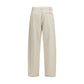 Beige Cotton Casual Pants