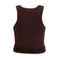 Brown Cotton Sleeveles T-Shirt