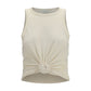 Beige Cotton Sleeveles T-Shirt