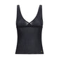 Black Silk Sleeveles T-Shirt