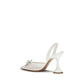 White Cotton Stiletto Heel Sandals