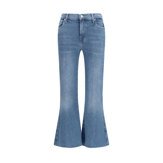 Blue Cotton Flared Jeans