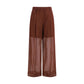 Brown Cotton Casual Pants