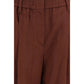 Brown Cotton Casual Pants