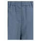 Blue Cotton Casual Pants