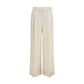 Beige Viscose Casual Pants
