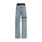 Blue Cotton High-Waisted Jean