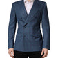 Blue Checked Double Breasted Men Suit Jacket