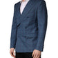 Blue Checked Double Breasted Men Suit Jacket