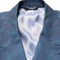Blue Checked Double Breasted Men Suit Jacket