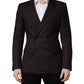 Dark Violet Wool Double Breasted Suit Jacket