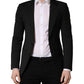 Black Polyester 2 Buttons Men Suit Jacket