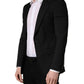 Black Polyester 2 Buttons Men Suit Jacket