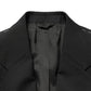 Black Polyester 2 Buttons Men Suit Jacket