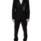 Black Wool Silk Saxophone Slim Fit 3Pc Suit