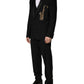 Black Wool Silk Saxophone Slim Fit 3Pc Suit