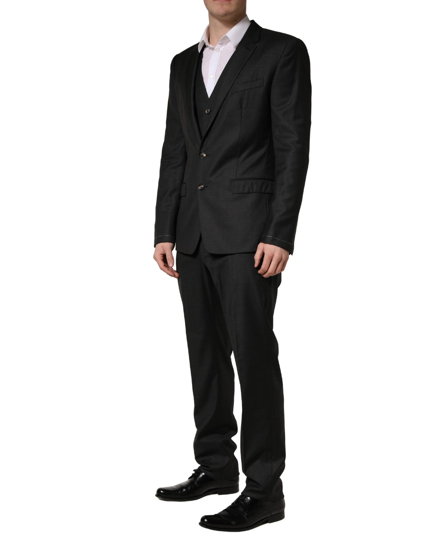 Black Wool Slim Fit Formal 3 Piece Men Suit