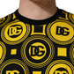 Yellow Black Logo Geometric Pattern T-shirt