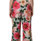 Multicolor Floral High Waist Cropped Pants