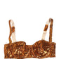 Gold Sequined Nyon Balconnet Bra Underwear