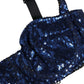 Blue Sequined Nyon Balconnet Bra Underwear