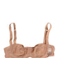 Beige Lace Mesh Underwire Balconnet Bra Underwear