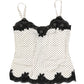 White Polka Dot Lace-Trimmed Camisole Top Underwear