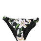 Black Lily Print Nylon Bottom Beachwear Swimwear