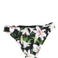 Black Lily Print Nylon Bottom Beachwear Swimwear