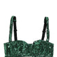 Green Sequined Nyon Balconnet Bra Underwear