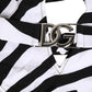 Black White Zebra Deep V-Neck One Piece Swimwear