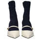 Blue Fabric Ankle Boots
