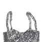 Silver Sequined Nyon Balconnet Bra Underwear