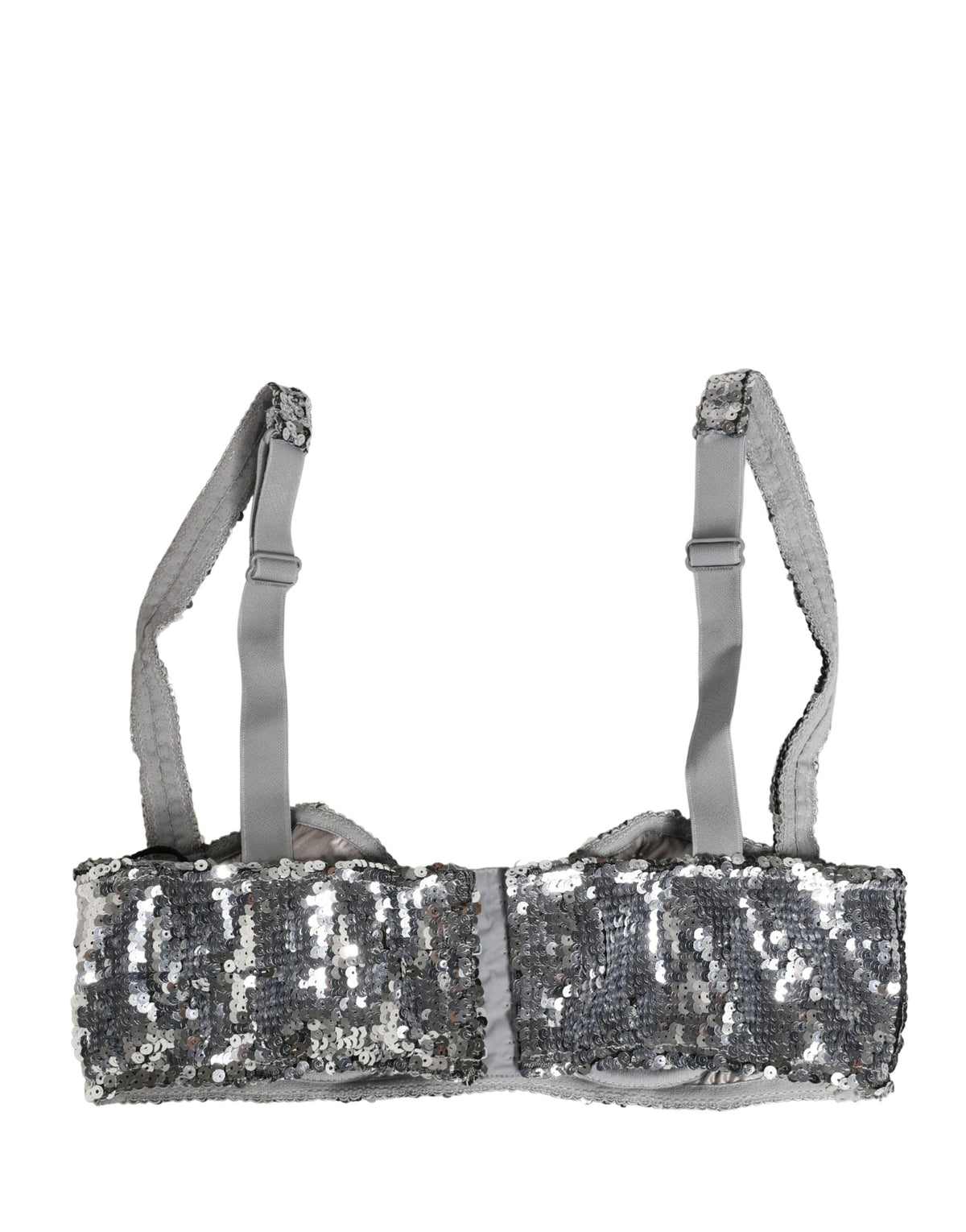 Silver Sequined Nyon Balconnet Bra Underwear
