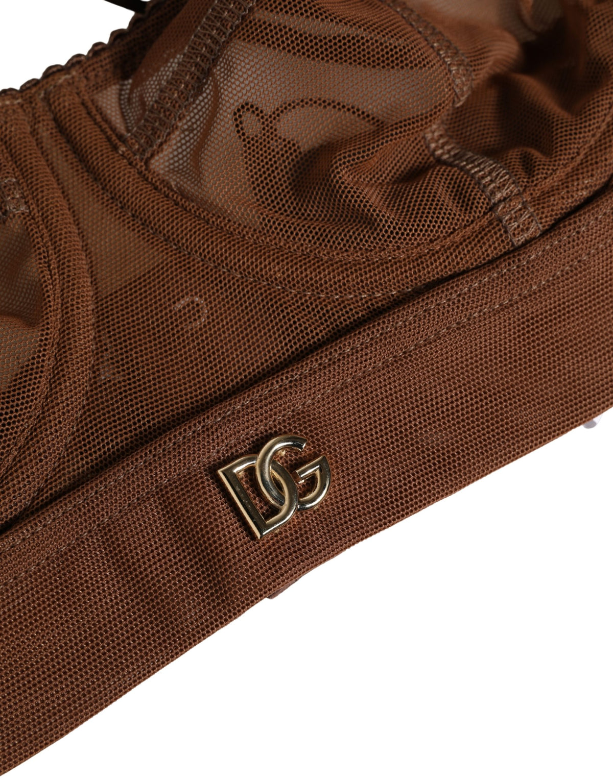 Brown DG Logo Nylon Mesh Balconette Bra Underwear