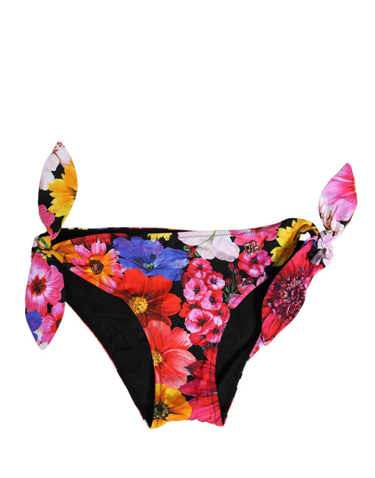 Black Floral Print Swimsuit Bikini Bottom Swimwear