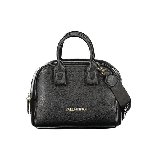 Black Synthetic Leather Women's Bag with Shoulder Strap