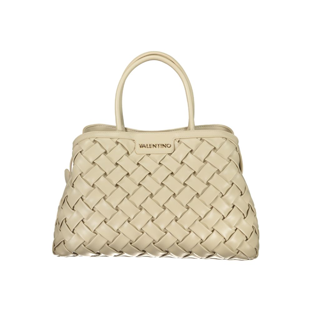 Beige Polyurethane Women's Bag with Handles and Adjustable Strap