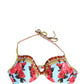 Multicolor Floral Print Halter Bikini Top Swimwear