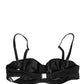 Black Nylon Padded Balconnet Brassiere Underwear