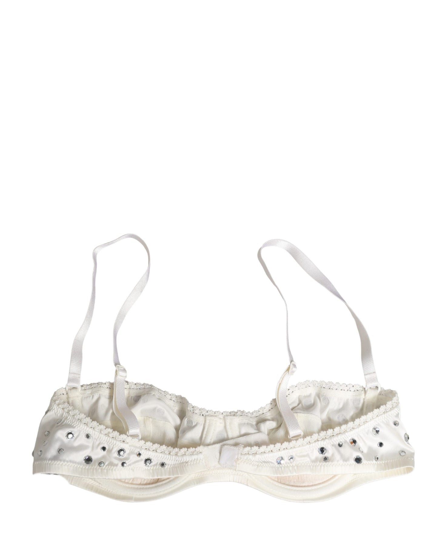 White Rhinestone Semi-Pad Underwire Bra Underwear