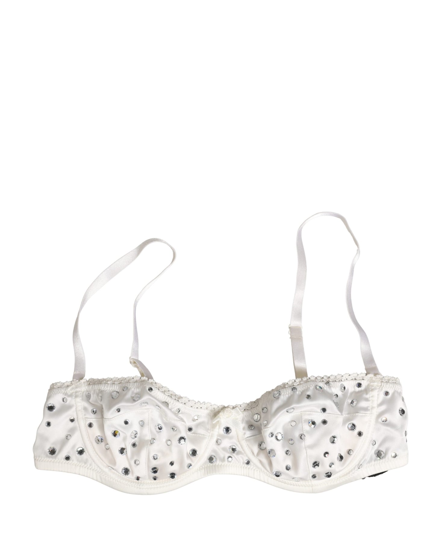 White Rhinestone Semi-Pad Underwire Bra Underwear