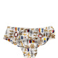 White Sailor Print Polyester Bottoms Underwear