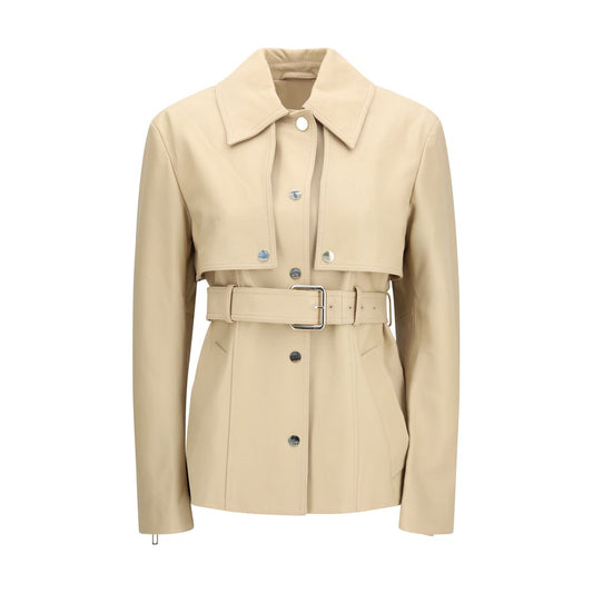 Beige Lamb Ovis Aries Aries Leather Jacket