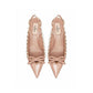 Beige Calfskin Mid Heel Pumps