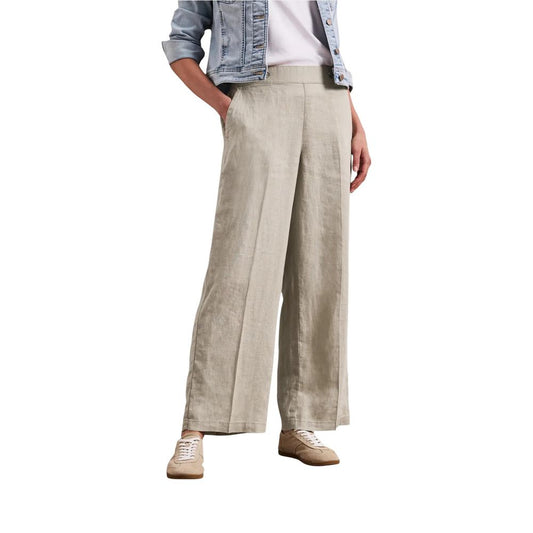 Beige Linen Casual Pants